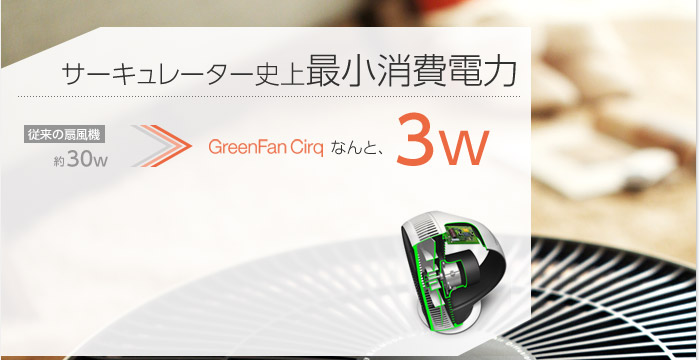 サーキュレーター史上最小消費電力の3W
