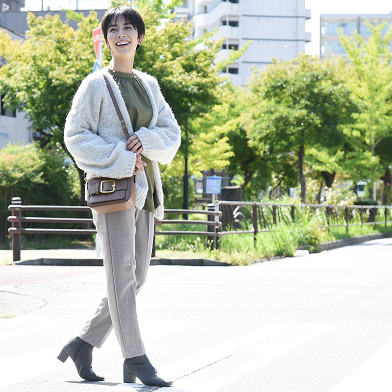 カシミヤタッチ ウールライク あったかテーパードパンツ ストレッチ 日本製/Agreable アグレアーブル