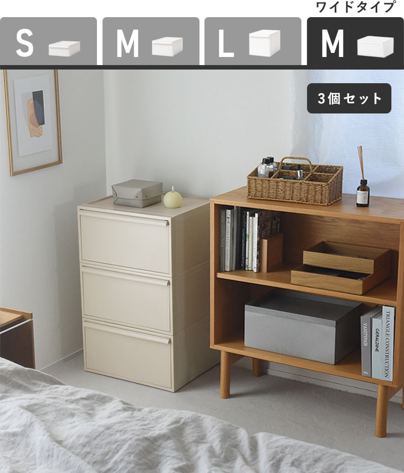 クローゼットシステム 収納ボックス ワイド引出し(M) 3個セット/ライクイット
