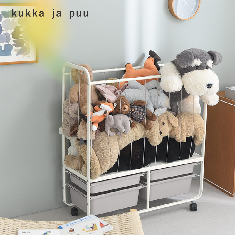 kukka ja puu たっぷり飾れて出し入れしやすい ぬいぐるみ&おもちゃ収納ラック キャスター付き/クッカヤプー