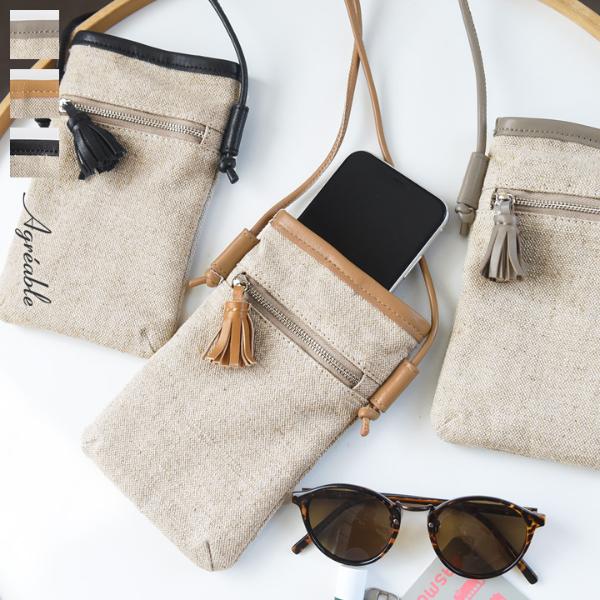 7 23追加 リネン ラムレザー スマホポシェット スマホポーチ アグレアーブル Agreable Off アンジェ Web Shop 本店