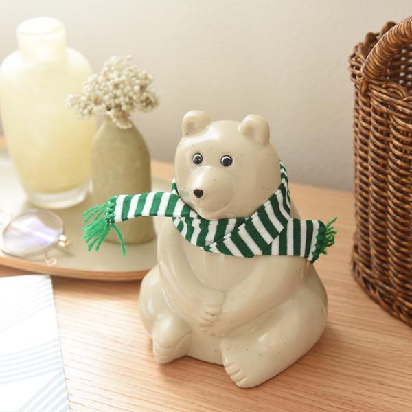 2023限定 しろくま貯金箱 マフラー付き polar bear money box シロクマ貯金箱 白くま貯金箱 マフラー