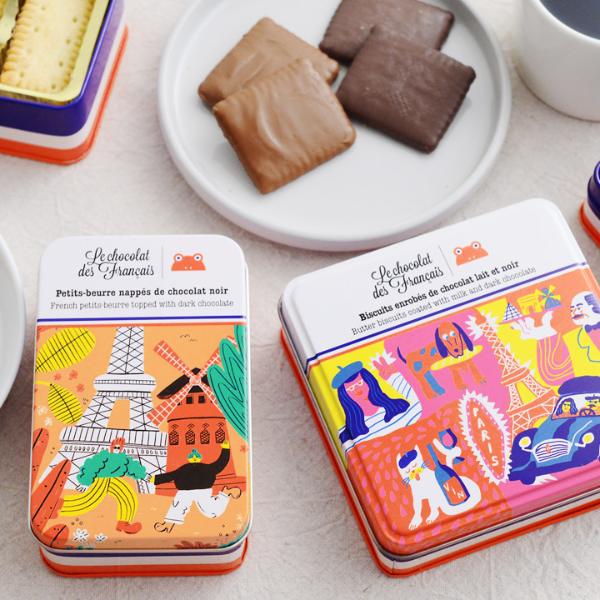 ル・ショコラ・デ・フランセ/チョコレートコーティングビスケット 缶/Le Chocolat des Francais
