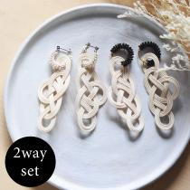 MSNOM デザインラタン ピアス／イヤリング 2way set／ムスノム【3/4 追加】（20％OFF）