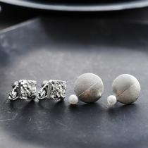 kohachiro 錫のピアス＆イヤリング ハーフトーン×コットンパール／ひし形（いはだ）