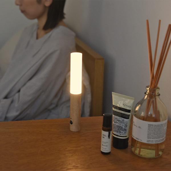 スティックセンサーライト 天然木 USB充電式 LED Opt！／オプト 防災