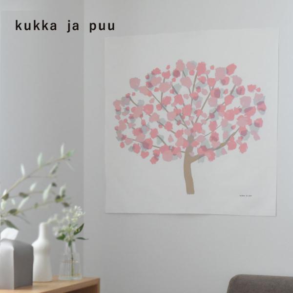 【ネコポス企画】kukka ja puu 桜 タペストリー 壁掛け 70×70cm 春 さくら 雛祭り ひなまつり 桃の花／クッカヤプー