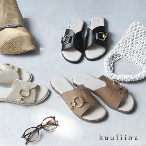 サッと履けて上品見え バックルデザイン フラットサンダル／kauliina カウリーナ