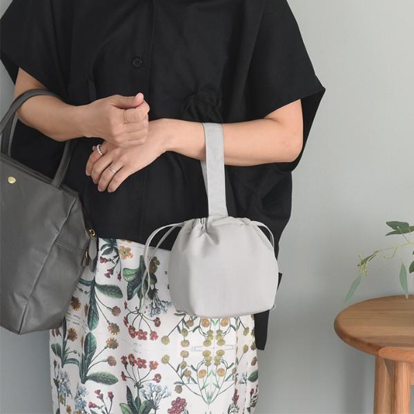kimono cafe 麻 麻生地 刺繍 ウッドハンドル バッグ 夏 浴衣