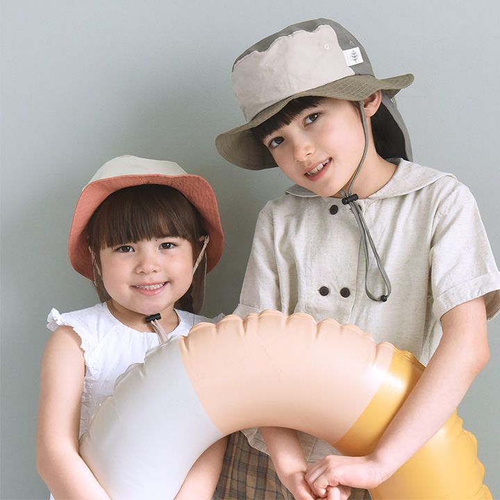 キッズ 帽子 保冷剤ポケット＆日よけタレ付き