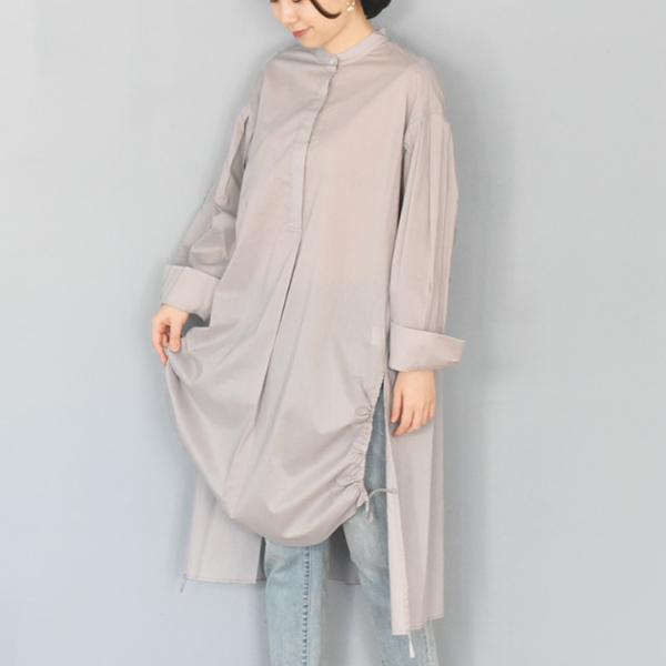 3000円均一】バンドカラー 2WAYロングシャツチュニック／アグレ 