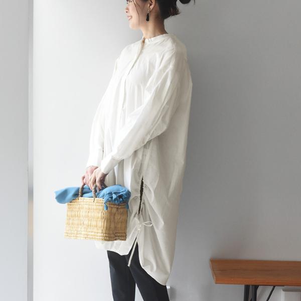 3000円均一】バンドカラー 2WAYロングシャツチュニック／アグレ 