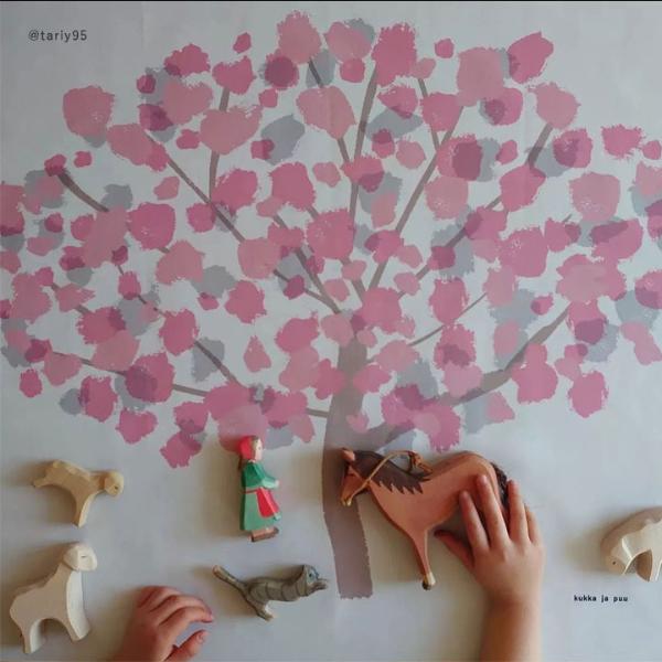 kukka ja puu 桜 タペストリー 壁掛け 70×70cm 春 さくら 雛祭り