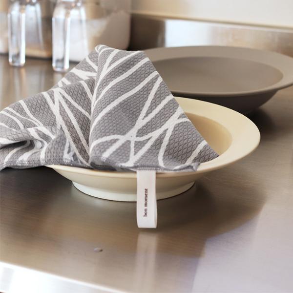 【2枚セット】bon moment たっぷり吸収する コットン100% ダイヤ織 キッチンクロス ふきん／ボンモマン（10％OFF）