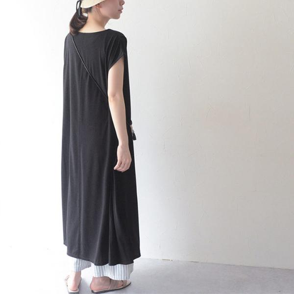 ドライミックス 夏に嬉しい機能素材 裾フレアワンピース 吸水速乾 抗