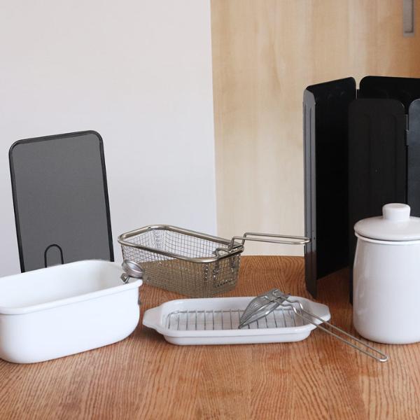 揚げ物鍋　富士ホーロー　IH対応　ワイド　油はねガード付き 揚げ物鍋 富士ホーロー IH対応 ワイド 油はねガード付き 天ぷら鍋｜油