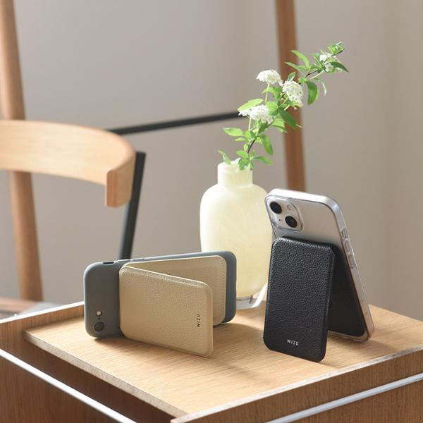 MagSafe対応 スタンドカードホルダー マグネットシール付／WIZU