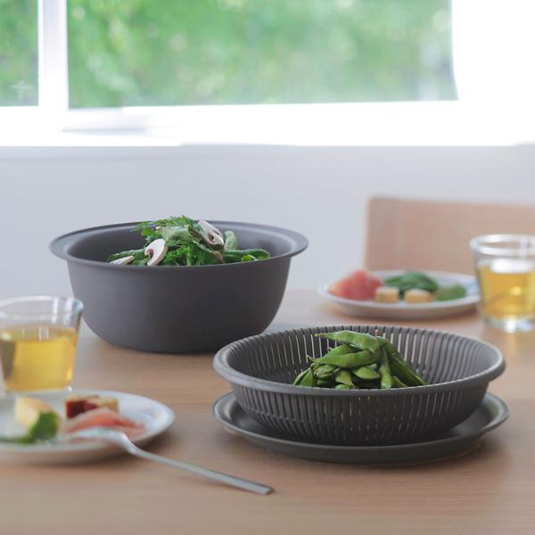 マーナ きほんのキッチンツール トレー付きザルボウル 21cm／MARNA