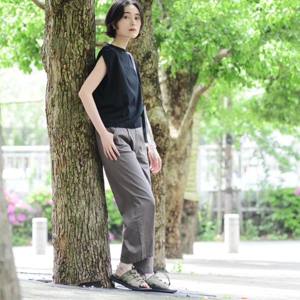 リネンタッチ 軽い穿き心地のワイドパンツ ｜ アンジェ web shop