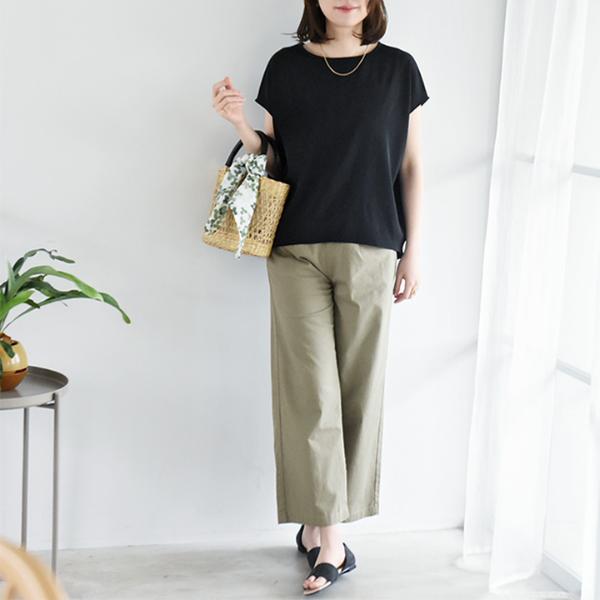 リネンタッチ 軽い穿き心地のワイドパンツ ｜ アンジェ web shop