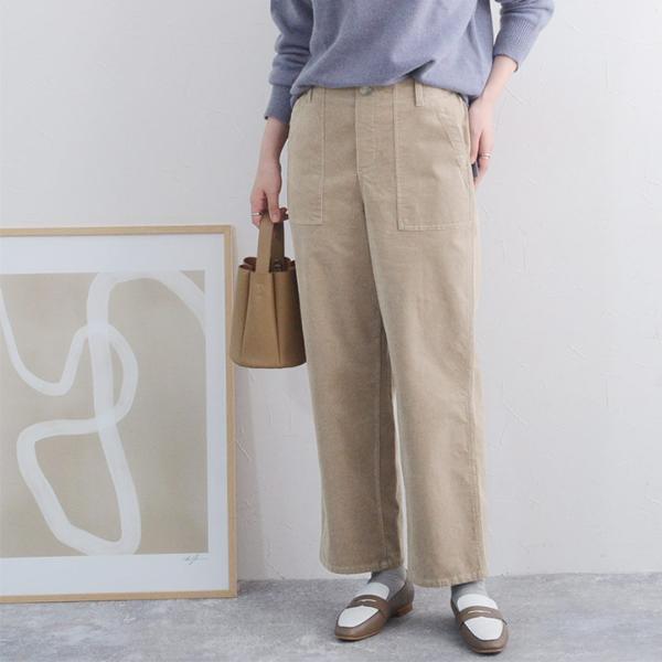 細畝コーデュロイで上品に コーデュロイ ストレッチ パンツ