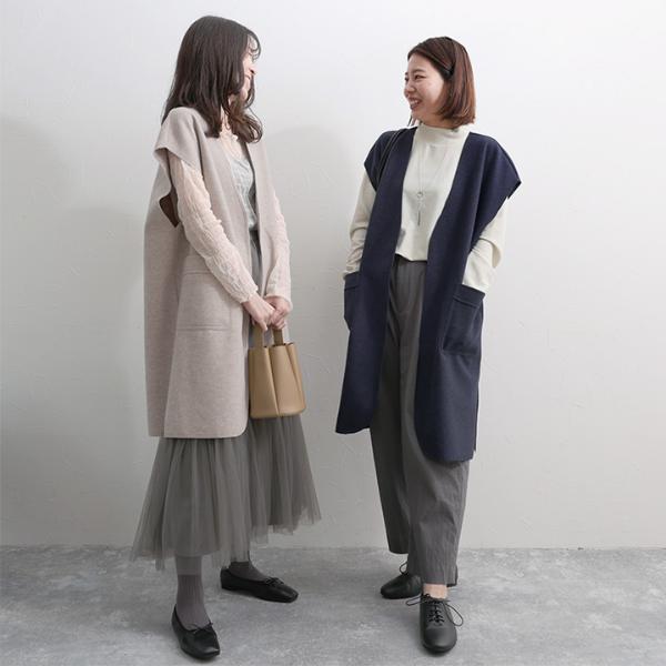 さっと羽織るだけでサマになる ウールライクロングジレ／Agreable