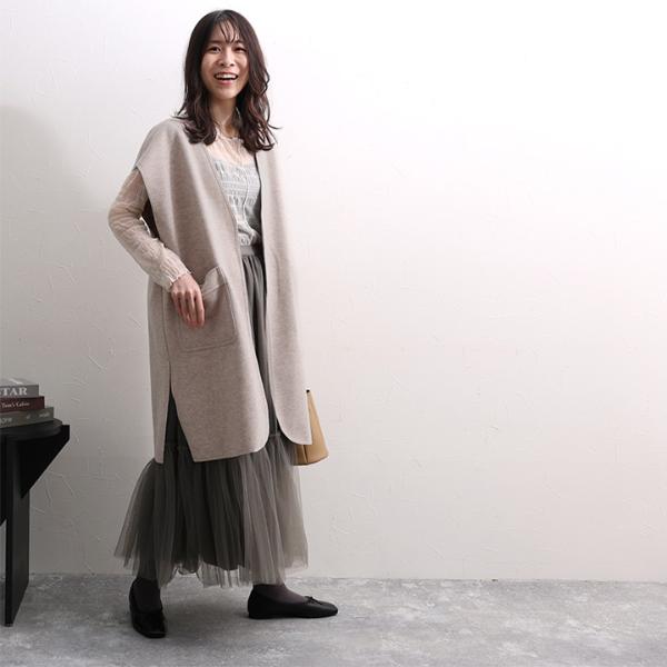 さっと羽織るだけでサマになる ウールライクロングジレ／Agreable