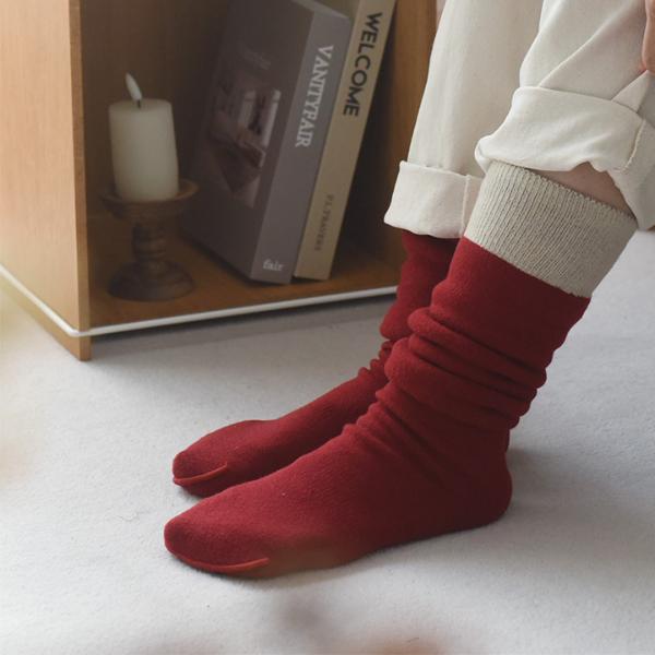 もちはだ×bon moment ルームソックス 裏起毛 ハイソックス／ボンモマン