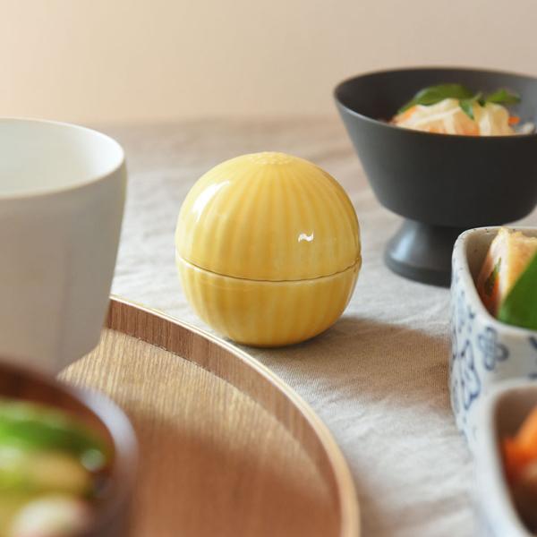 珍味入れ 京焼 ちぎりもち　緑　オレンジ　　黄交趾3色2セット 新品、未使用 花形 蓋付珍味入れ 美濃焼 お正月 ｜ アンジェ web shop（本店）