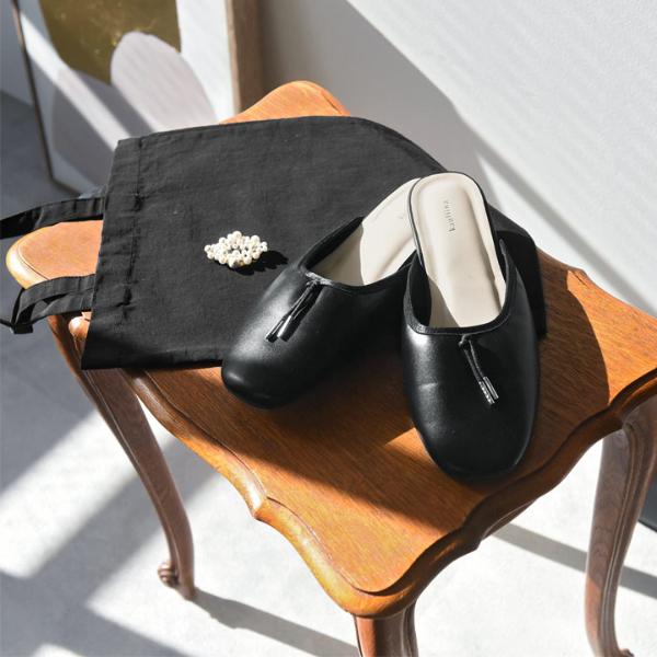 サッと履けるバレエ型 スクエアカット 携帯スリッパ 携帯シューズ 収納