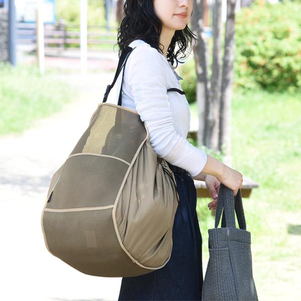 り*認様 • 「ハンモック風 2wayバッグ ベージュ インポート品」 2wayハンモック型メッシュ付きスリングバッグ
