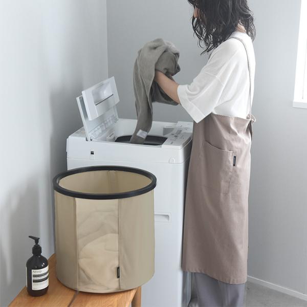 bon moment リビングにも馴染む ランドリーバスケット 折りたたみ
