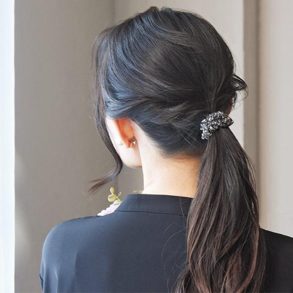 さっと結ぶだけで華やぐ パールとビジューのヘアゴム 2点セット 【ヘア