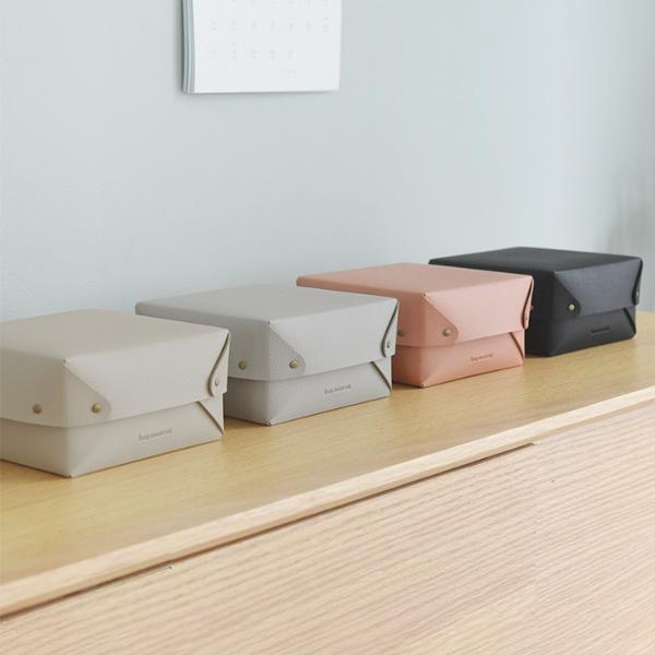 bon moment 中身が隠せる 蓋付き フェイクレザー収納ボックス S