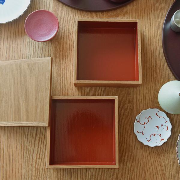 松屋漆器店 白木塗 タモ5.0二段重内朱【送料無料】 ｜ アンジェ web