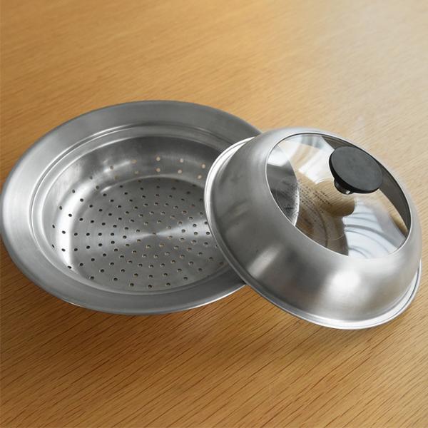 見える蓋付 お手入れしやすいステンレス 蒸し器 お鍋用20～22cm