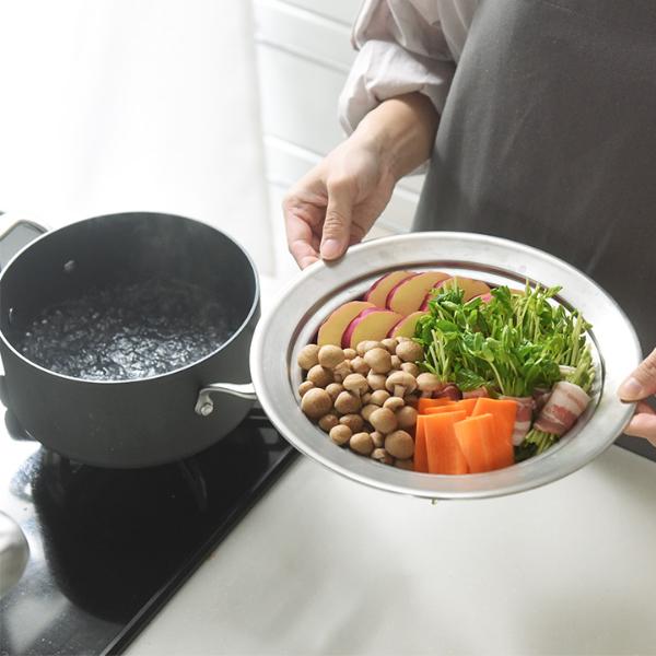 見える蓋付 お手入れしやすいステンレス 蒸し器 お鍋用20～22cm