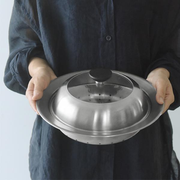 見える蓋付 お手入れしやすいステンレス 蒸し器 お鍋用20～22cm
