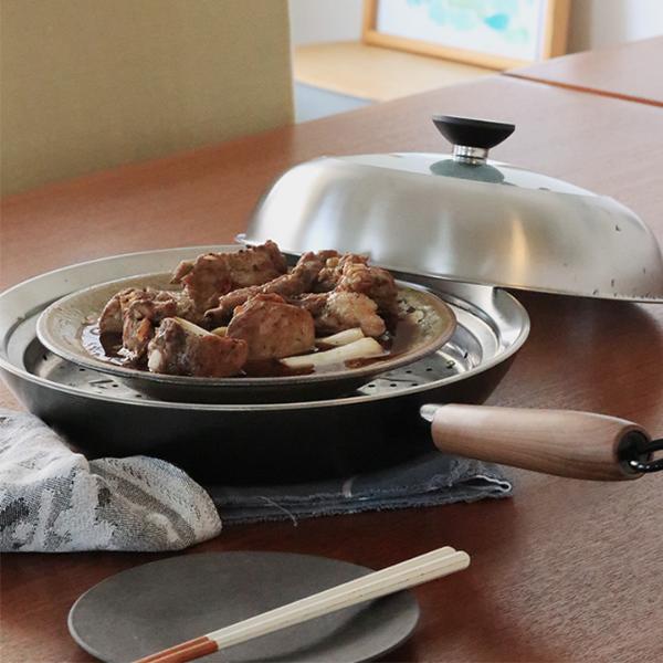 見える蓋付 お手入れしやすいステンレス 蒸し器 フライパン用24～26cm