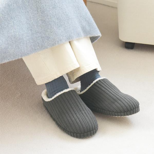 bon moment あったかコーデュロイ ルームシューズ スリッパ／ボンモマン