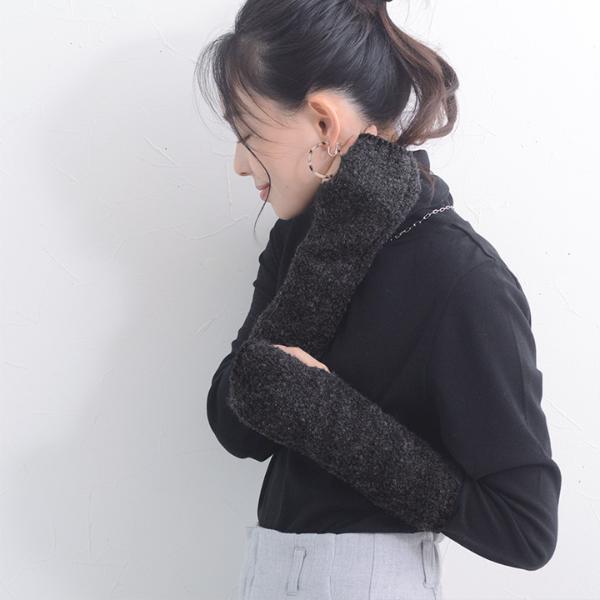 ウォーム感たっぷり ブークレ素材 フィンガーレスグローブ アーム