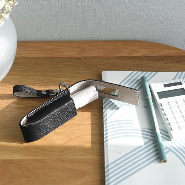 バッグに付けてさっとお直しできる ミラー付 牛革 リップケース 印鑑