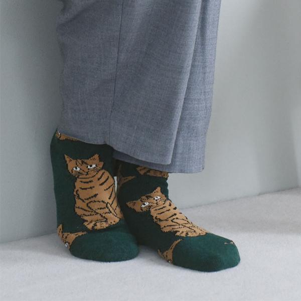 松尾ミユキ 猫モチーフ ウールブレンドソックス／Matsuo Miyuki
