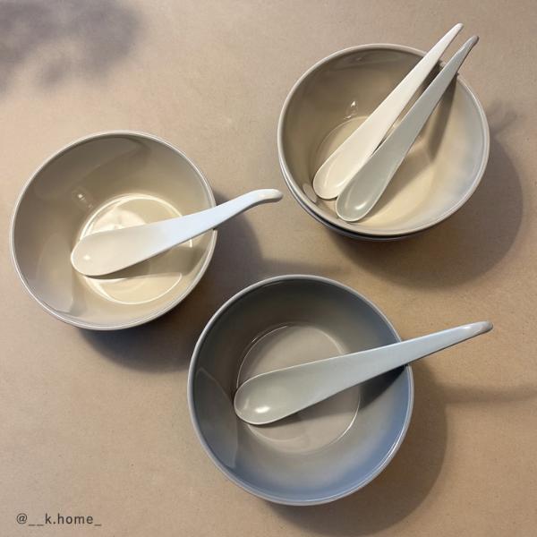   メガボウル 15cm×2/レンゲセット×2 bon moment 陶器のような樹脂ボウル 12cm 電子レンジ＆食洗機対応