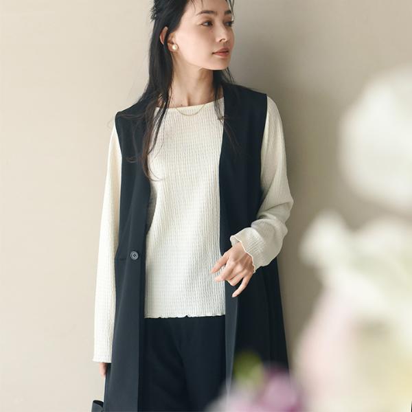 インナー使いで華やぐ くしゅくしゅ カットソー／kauliina カウリーナ【送料無料】