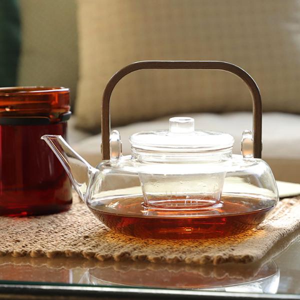 天然木×耐熱ガラス ティーポット ルーミー／noon ヌーン ｜ アンジェ