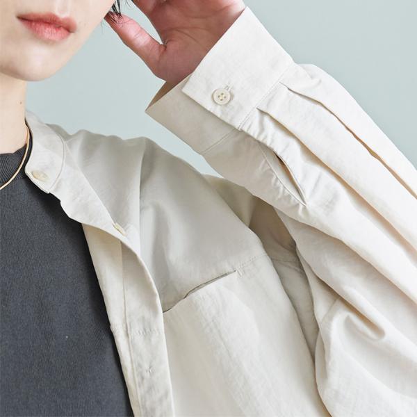 羽織りにもなる 後ろメッシュ バンドカラーシャツ 防蚊 撥水／Agreable 