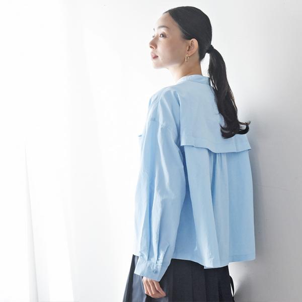 羽織りにもなる 後ろメッシュ バンドカラーシャツ 防蚊 撥水／Agreable アグレーアーブル【送料無料】