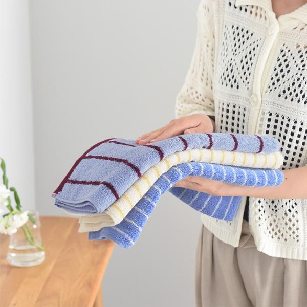 bon moment コットン100％ 高密度 ストライプタオル フェイスタオル／大判バスタオル