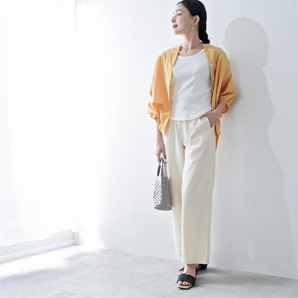 コットン100％のサラっとしたはき心地 リラックスワイドパンツ ライトデニムパンツ【送料無料】